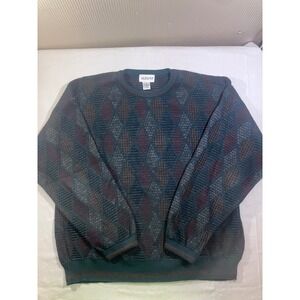 Alfani Mens XL Vintage Made in Italy Wool Blend Geometric Diamond Knit Sweater